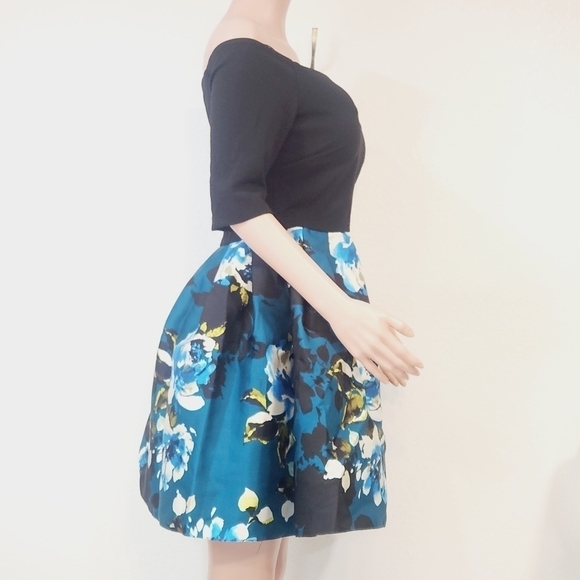 BESTY & ADAM Caipirinha Cocktail Blue & Black Mini Dress With Pockets Size 10 - Picture 9 of 12